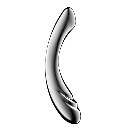 Gode double texture en acier inoxydable incurvé, surface lisse et texturée visible - Oh My God'Z