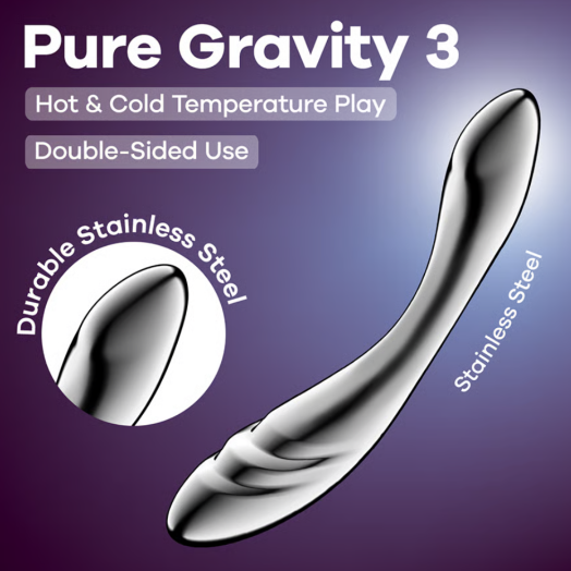 Gode double texture en acier inoxydable incurvé, pour jouer avec la température - Oh My God'Z