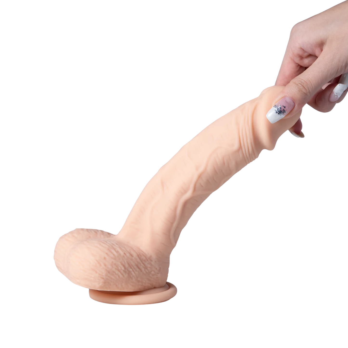 Gode Paxton chair flexible en silicone tenu en main, vue de côté sur fond blanc - Oh My God'Z