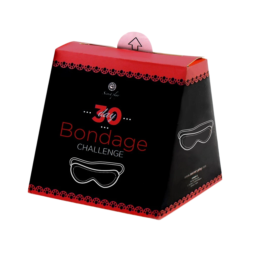 Coffret jeu de cartes bondage 30 jours challenge, packaging noir et rouge avec illustrations - Oh My God'Z