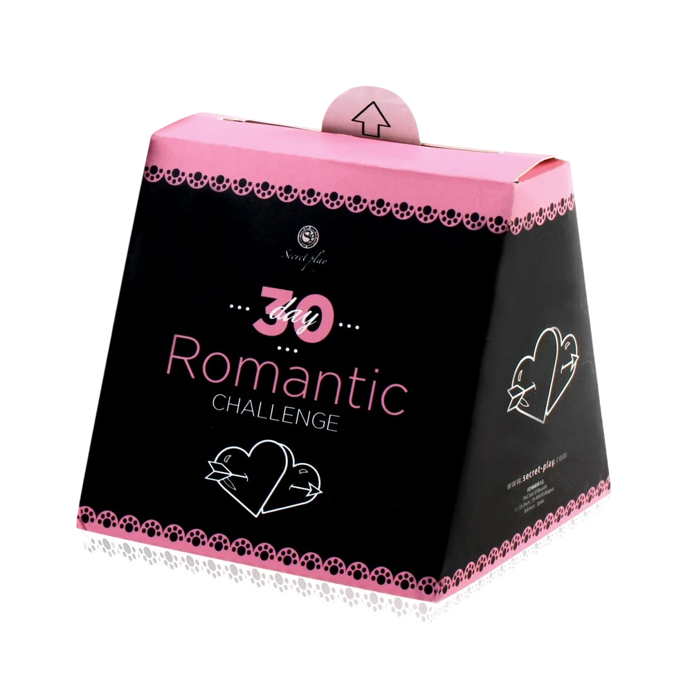 Coffret jeu de cartes 30 défis romantiques rose et noir avec cœurs et dentelle décorative - Oh My God'Z