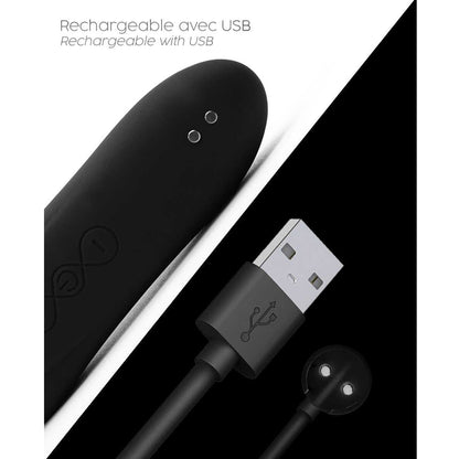 Stimulateur clitoridien Le Maxi rechargeable par câble USB, deux boutons de contrôle, silicone noir - Oh My God'Z