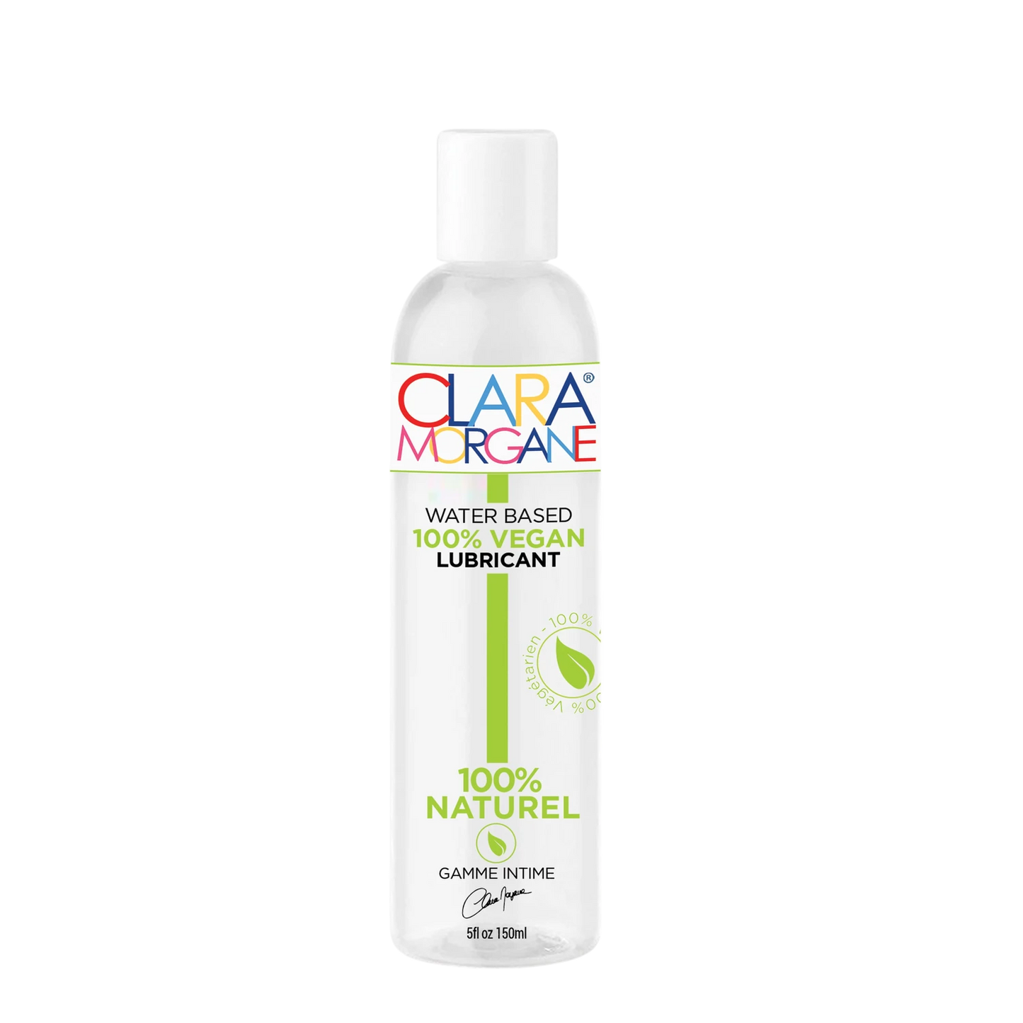 Flacon de lubrifiant intime bio et vegan Clara Morgane à base d'eau 150ml, bouteille transparente - Oh My God'Z