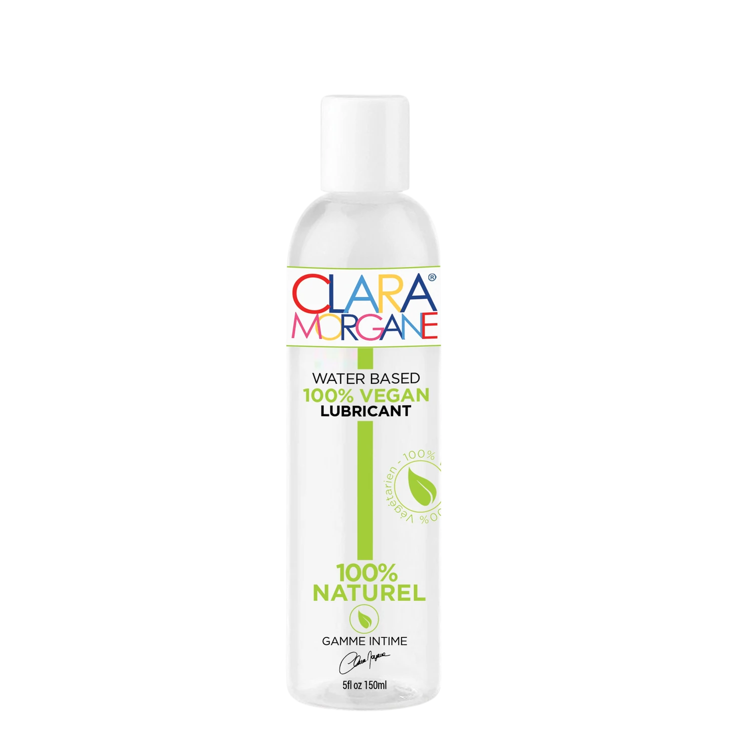 Flacon de lubrifiant intime bio et vegan Clara Morgane à base d'eau 150ml, bouteille transparente - Oh My God'Z