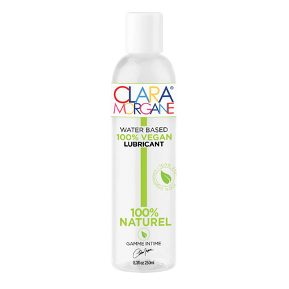 Flacon de lubrifiant bio vegan Clara Morgane 250ml à base d'eau, transparent avec bouchon blanc - Oh My God'Z