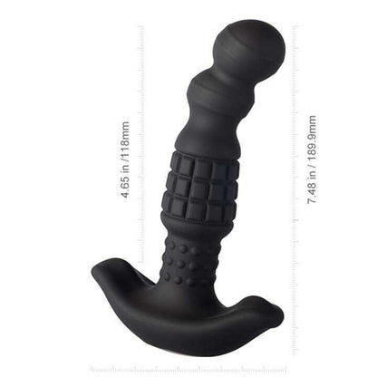Masseur prostatique noir avec mesures: longueur totale 189mm, longueur insertable 118mm, largeur 45mm - Oh My God'Z