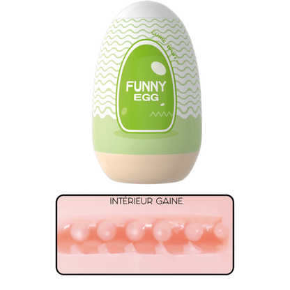 Masturbateur Funny Egg vert motif vague, design réaliste vagin en TPE, format ovale compact discret - Oh My God'Z