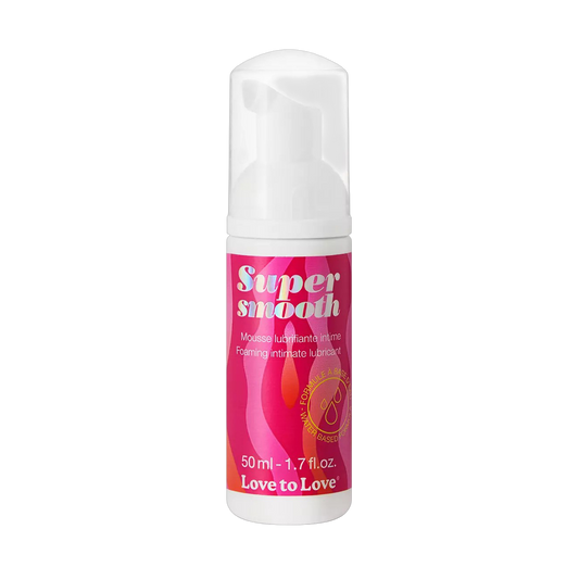 Flacon pompe mousse lubrifiante Super Smooth Love to Love 50ml, étiquette rose et orange - Oh My God'Z

