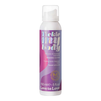 Mousse de massage crépitante Tickle My Body amandes sucrées, flacon violet et rose 150 ml - Oh My God'Z