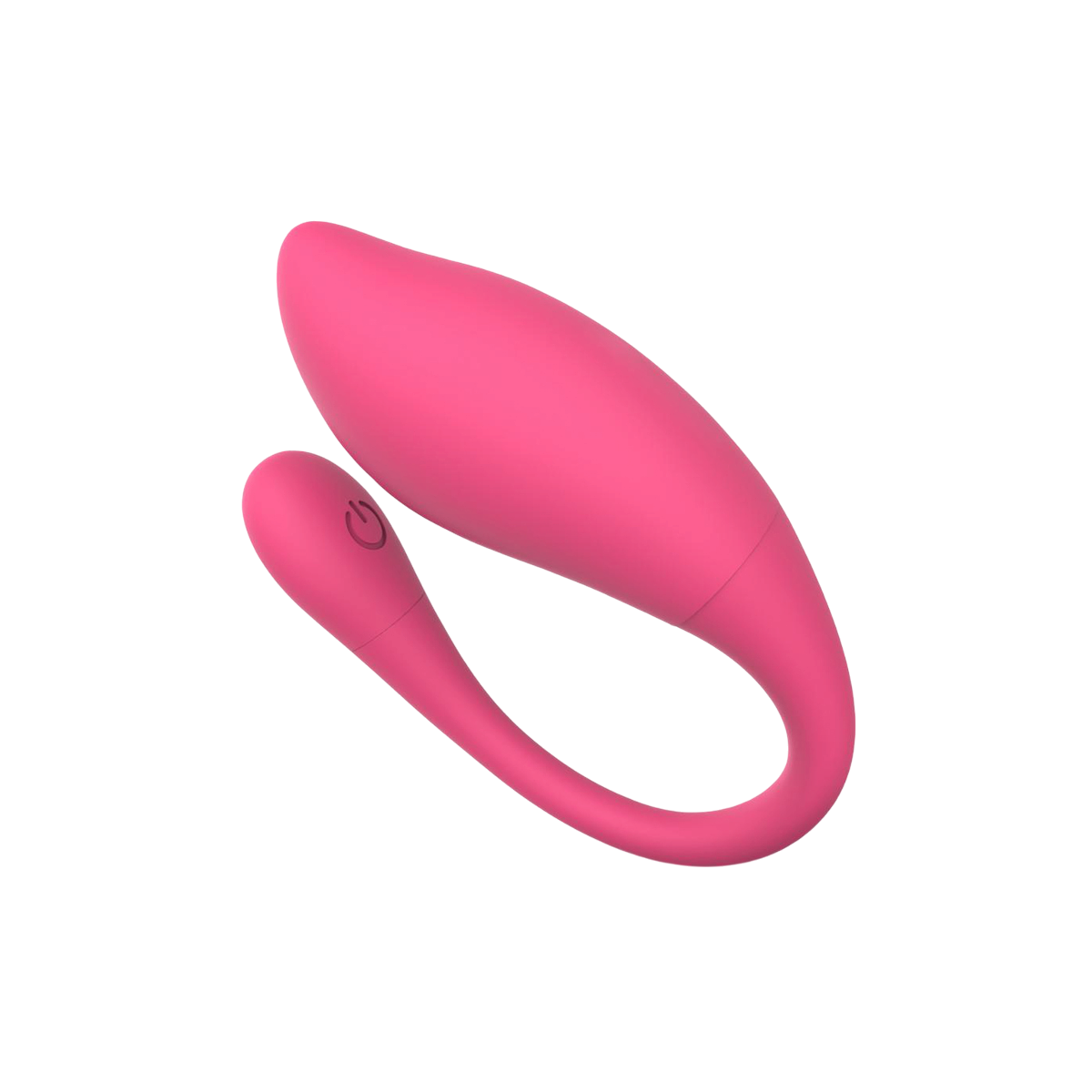 Oeuf vibrant Aria EasyConnect rose en silicone doux, tige souple et bouton power, vu en gros plan - Oh My God'Z