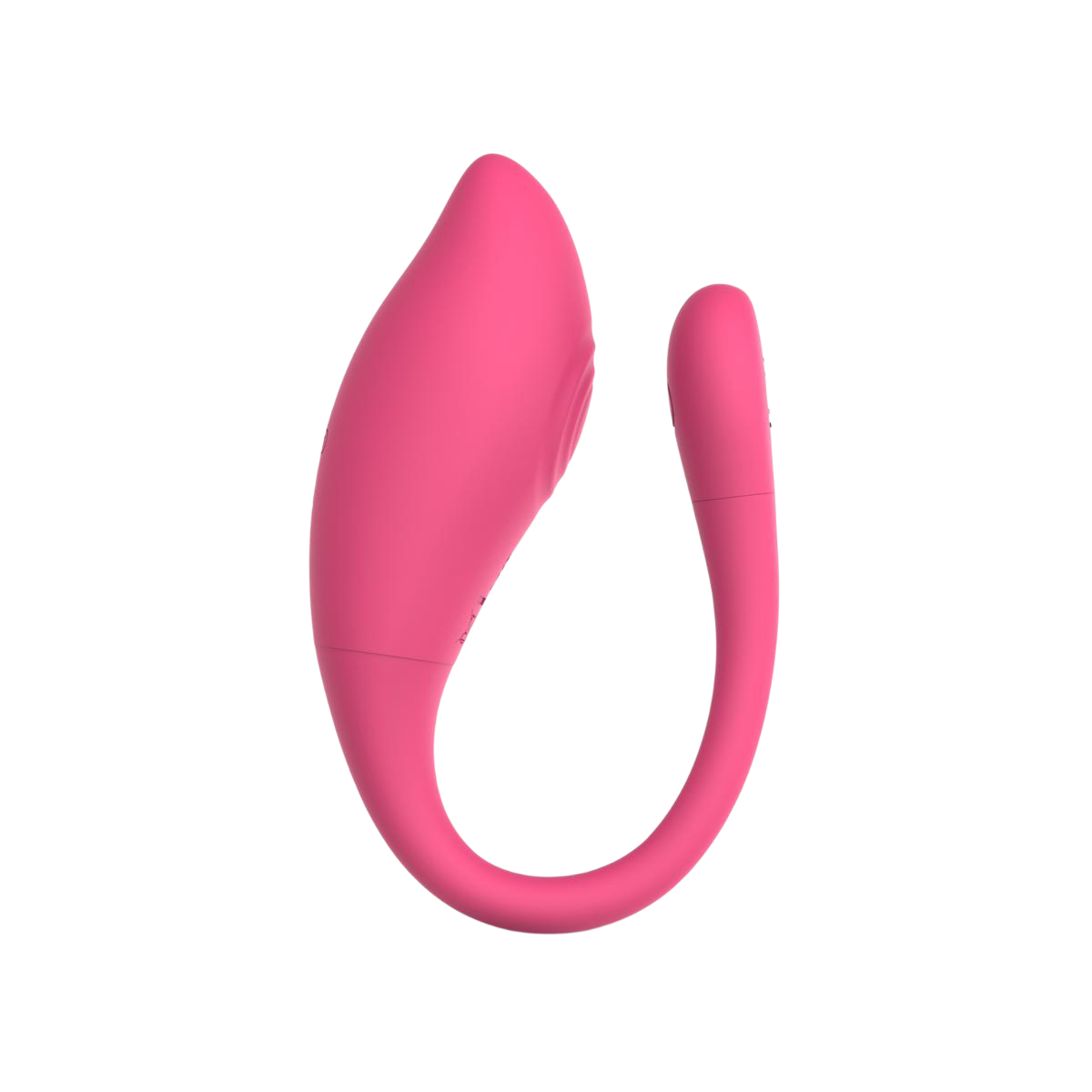 Oeuf vibrant connecte Aria rose en silicone de profil, forme courbee avec zone de stimulation texturee - Oh My God'Z