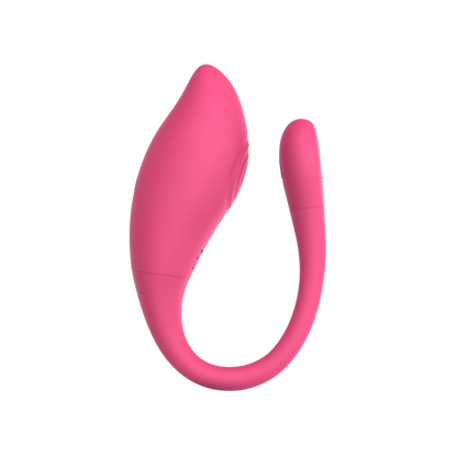 Oeuf vibrant connecte Aria rose en silicone de profil, forme courbee avec zone de stimulation texturee - Oh My God'Z