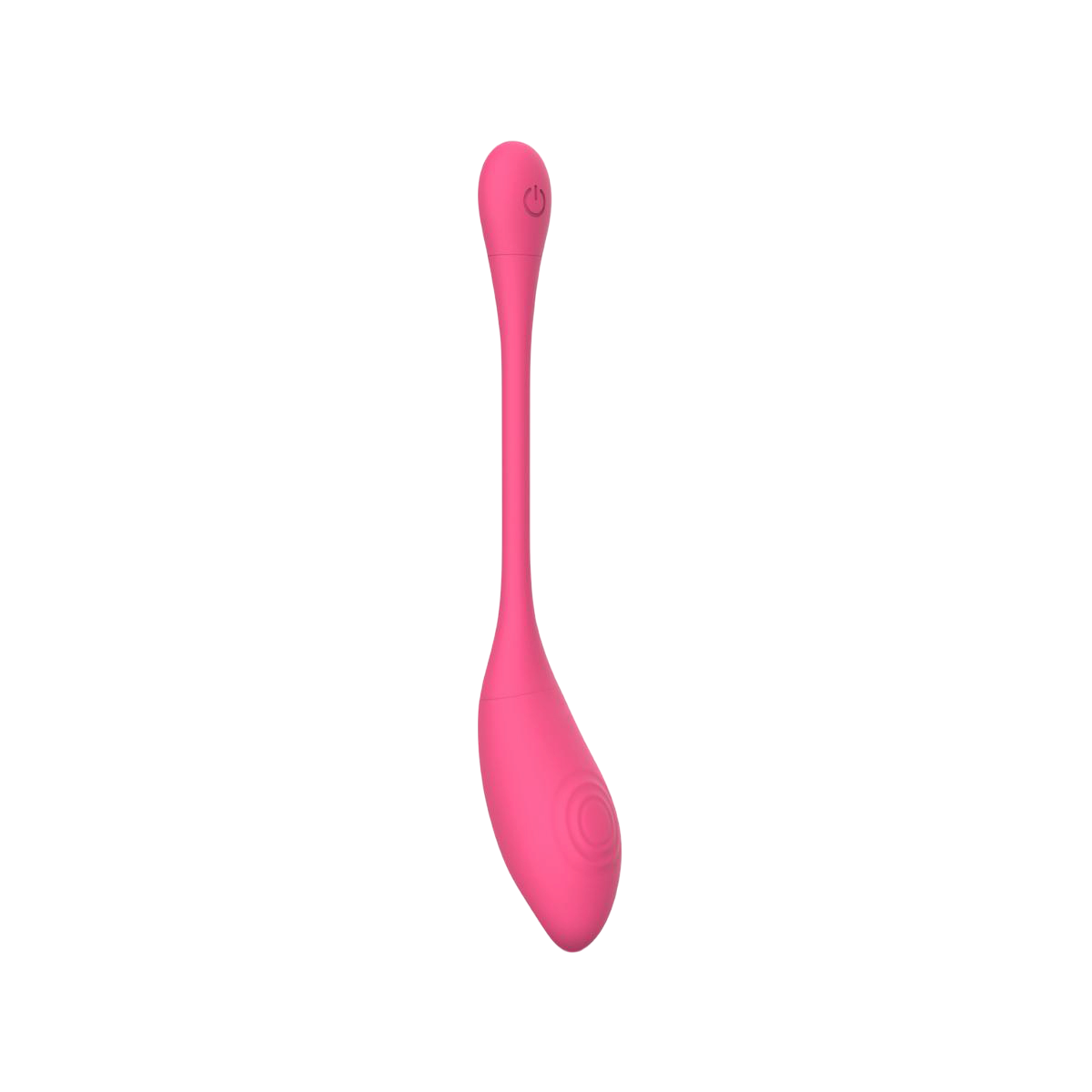 Oeuf vibrant Aria EasyConnect rose en silicone vu de face, tige allongee et bouton de commande visible - Oh My God'Z