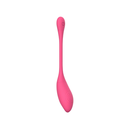 Oeuf vibrant Aria EasyConnect rose en silicone vu de face, tige allongee et bouton de commande visible - Oh My God'Z