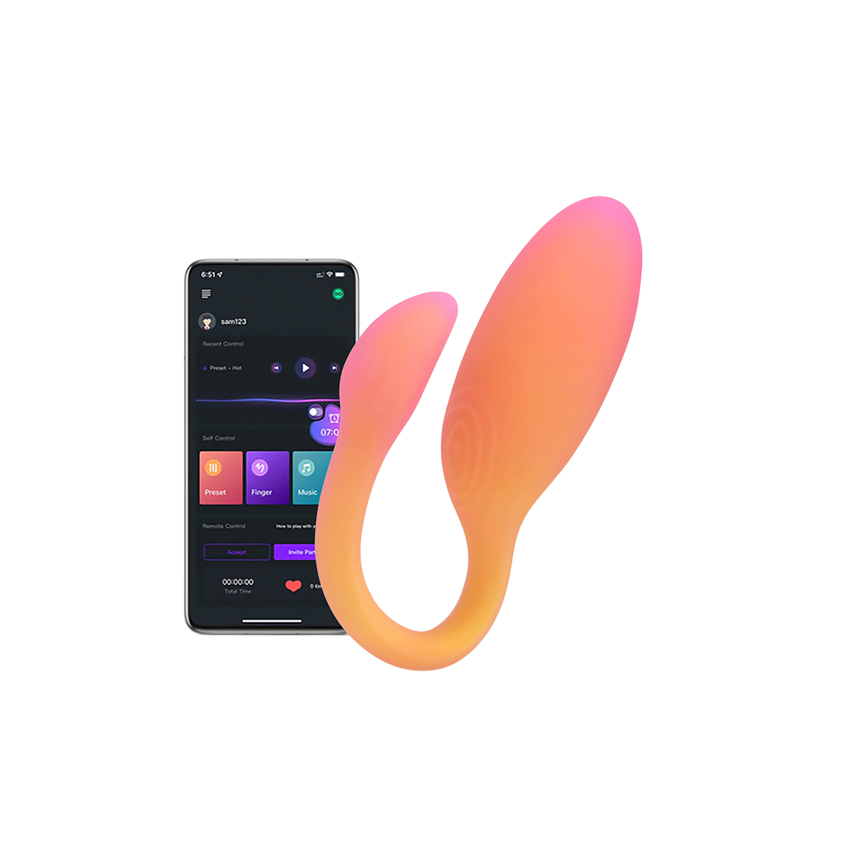 Oeuf vibrant connecte Flamingo Max orange et rose en silicone avec smartphone et application - Oh My God'Z