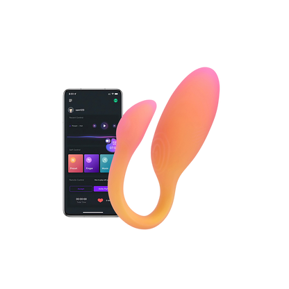 Oeuf vibrant connecte Flamingo Max orange et rose en silicone avec smartphone et application - Oh My God'Z