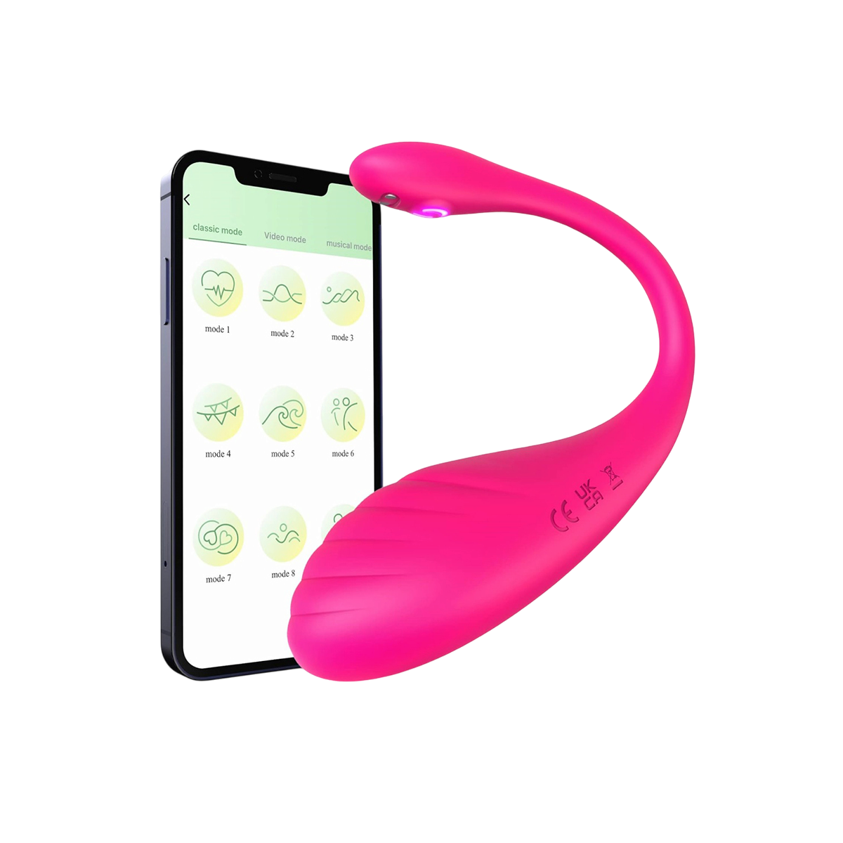 Oeuf vibrant connecte Luvegg DIK magenta avec temoin lumineux et application mobile de controle des vibrations - Oh My God'Z