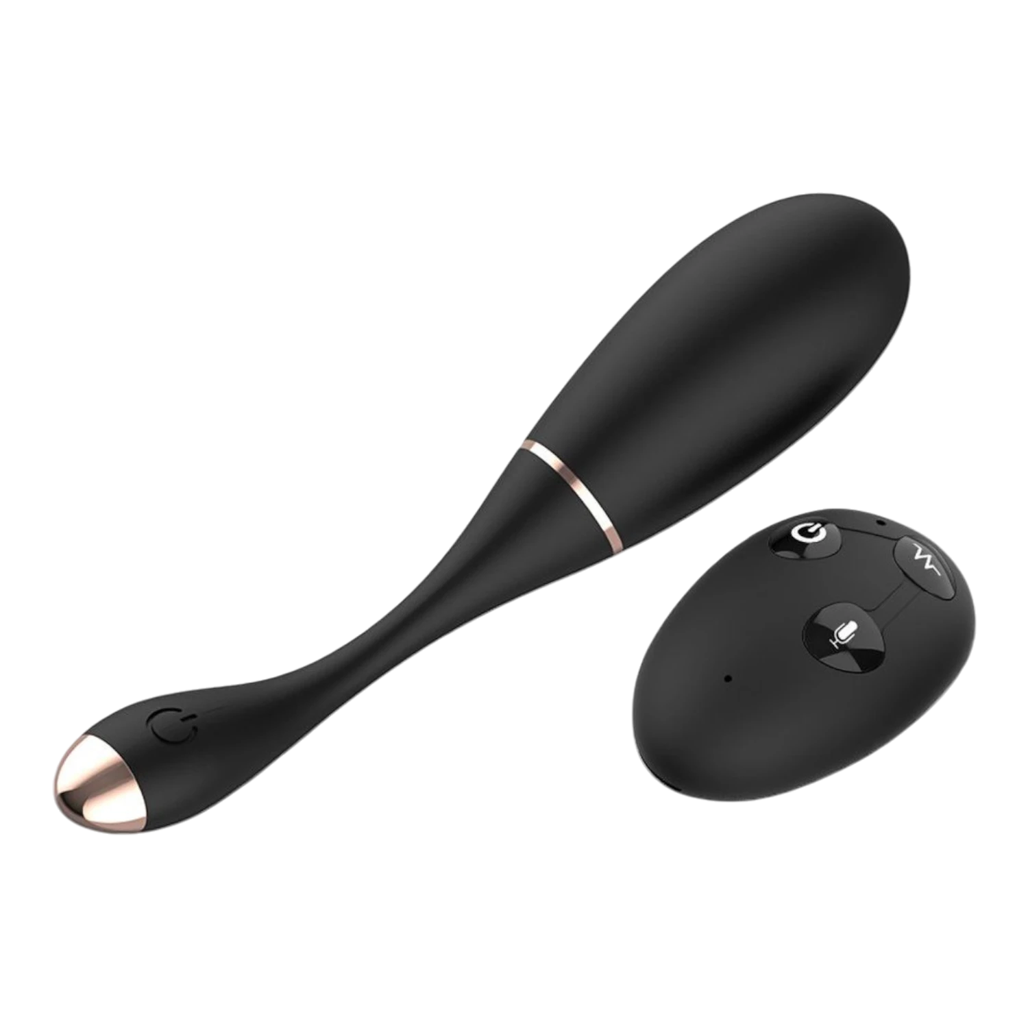 Œuf vibrant télécommandé noir en silicone avec télécommande ovale, détails rose gold - Oh My God'Z