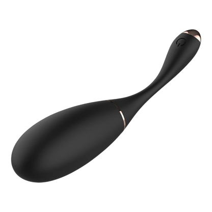 Œuf vibrant noir ergonomique en silicone avec embout rose gold et bouton de contrôle intégré - Oh My God'Z