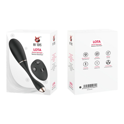Packaging NV Toys LOTA œuf vibrant électrique, boîte blanche avec pictogrammes fonctionnalités - Oh My God'Z