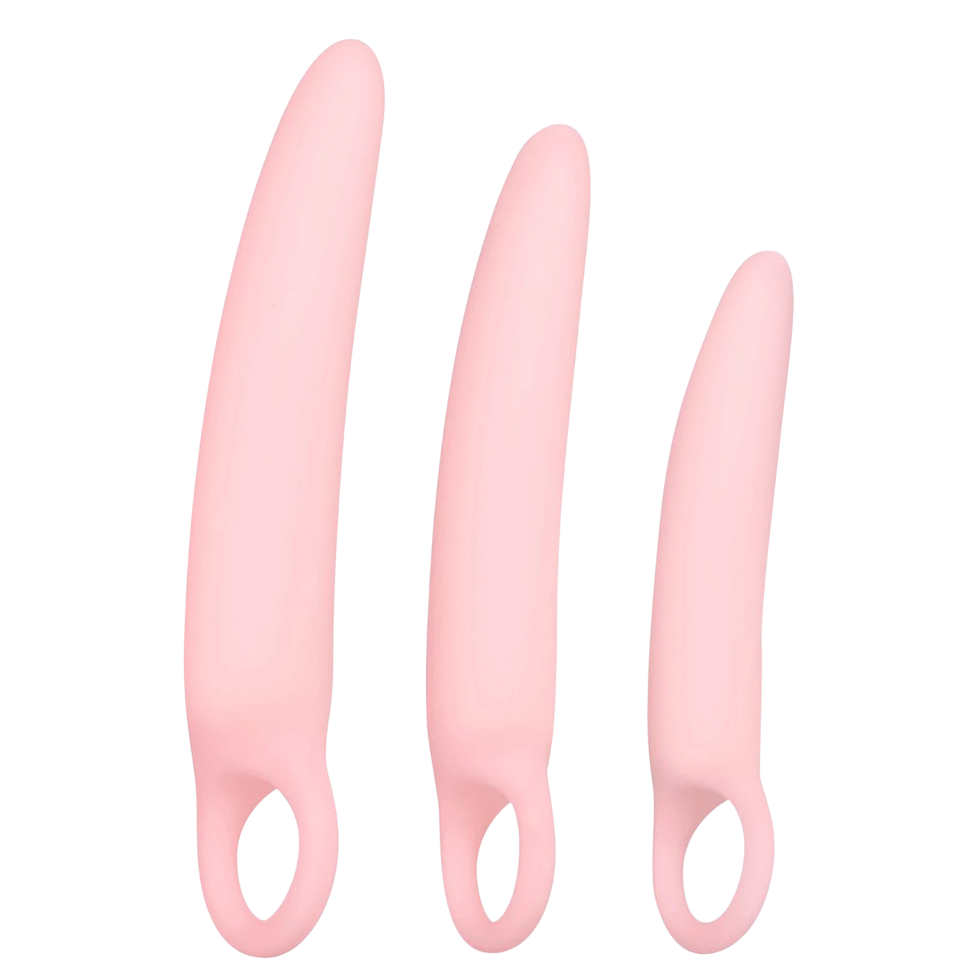 Kit de 3 dilatateurs vaginaux progressifs Oh My God'Z en silicone rose avec anneau de préhension