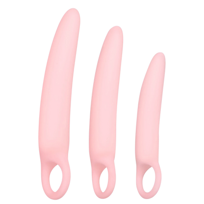 Kit de 3 dilatateurs vaginaux progressifs Oh My God'Z en silicone rose avec anneau de préhension