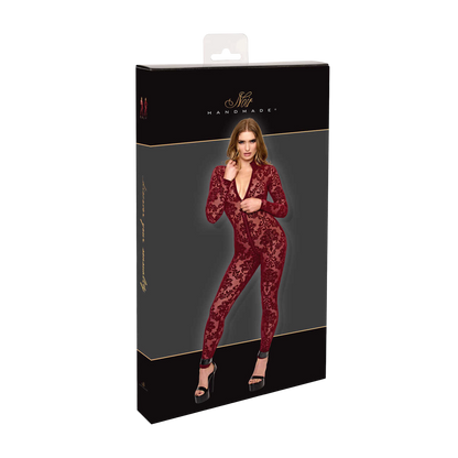 Emballage Noir Handmade du bodystocking bordeaux en tulle floque transparent avec zip trois voies - Oh My God'Z