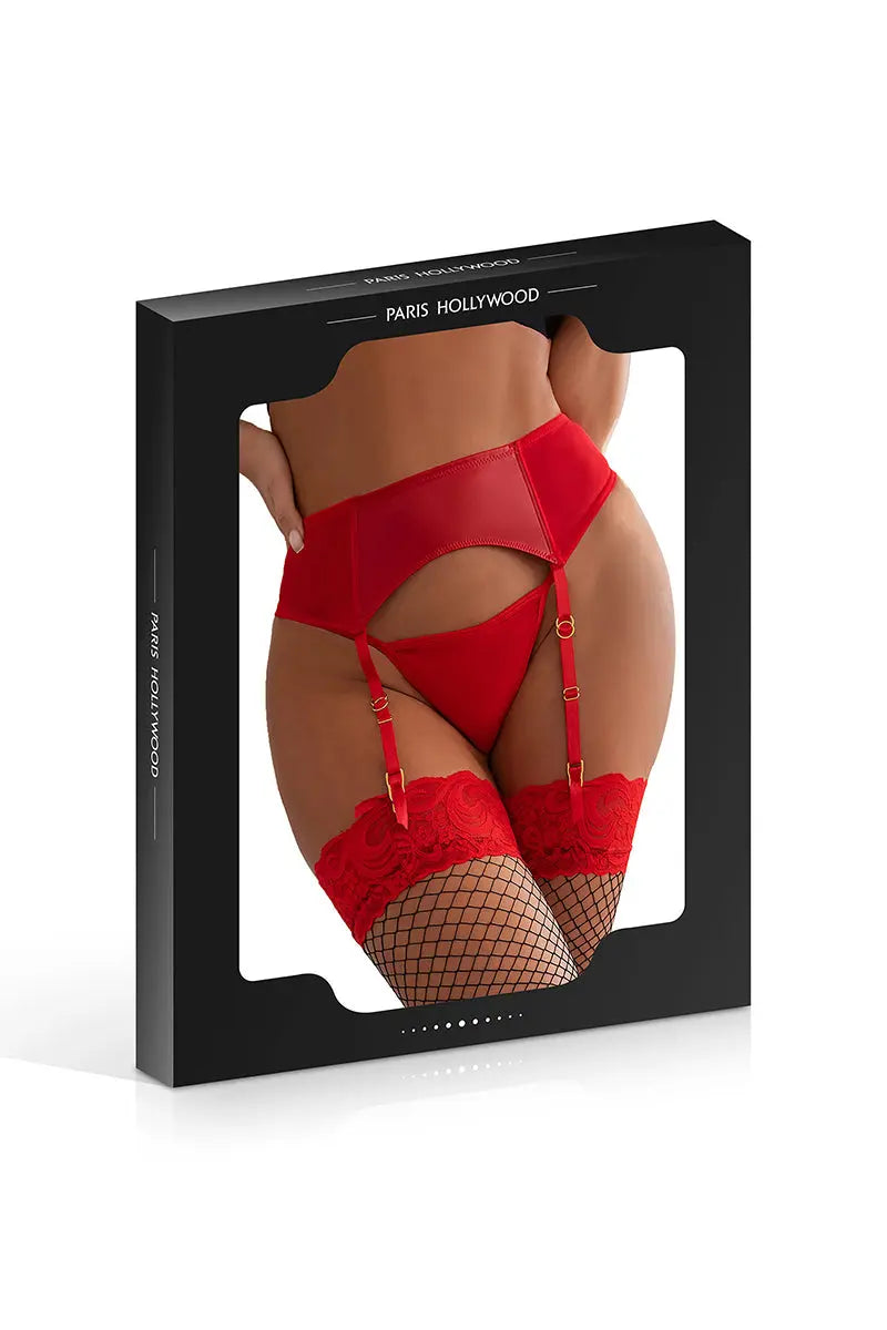 Porte-jarretelles wetlook avec string - noir - rouge - taille 36 au 46 - Oh My God'Z - sexy - érotique - femme - lingerie