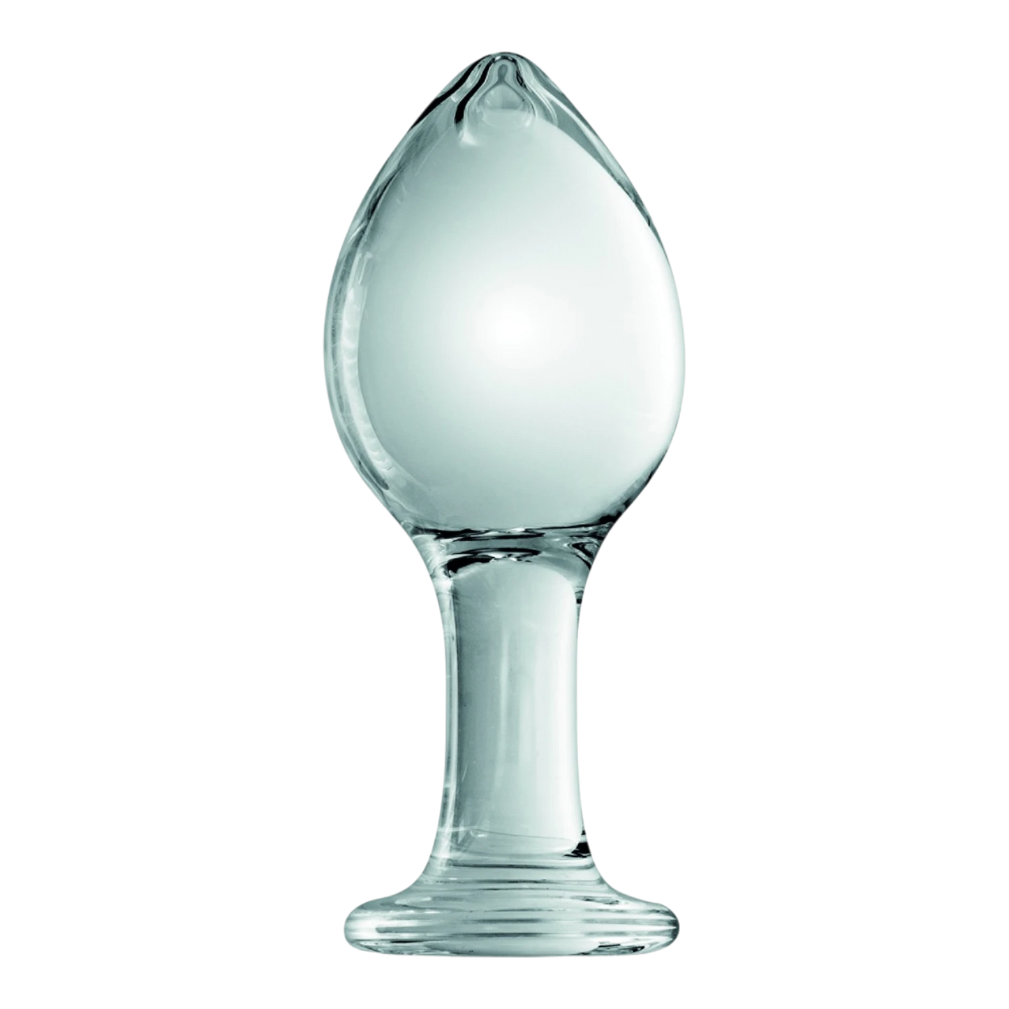 Plug anal en verre transparent glossy forme goutte avec base évasée, design lisse et élégant - Oh My God'Z