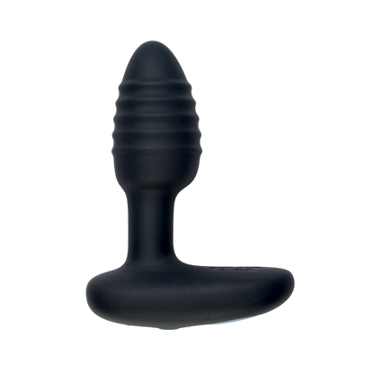 Plug anal vibrant connecte Lumen Kiiroo debout, silicone noir mat strie a base plate ergonomique - Oh My God'Z