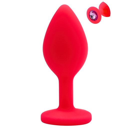 Plug anal bijou rose Small PINKY Coeur Ardent en silicone medical avec cristal rose en encart - Oh My God'Z