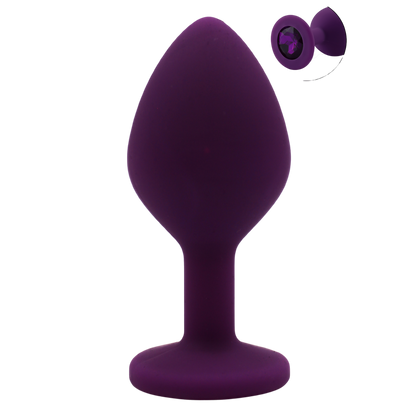Plug anal bijou violet Purpy taille M en silicone medical avec cristal violet brillant sur la base - Oh My God'Z