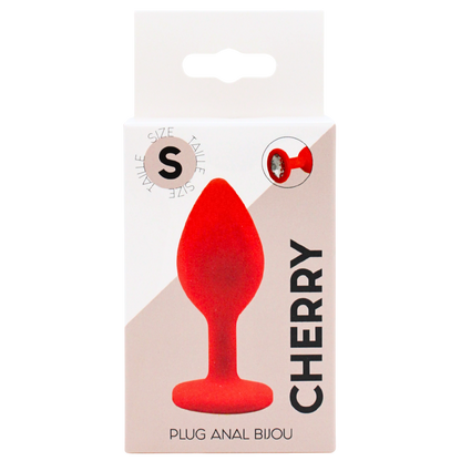 Boite blanche du plug anal bijou CHERRY rouge taille S, packaging Coeur Ardent en silicone - Oh My God'Z