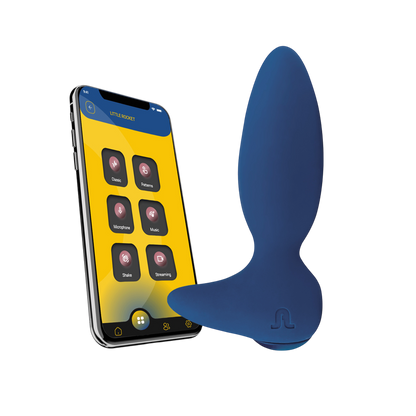 Plug anal vibrant connecte Little Rocket II Adrien Lastic bleu en silicone avec smartphone et application - Oh My God'Z