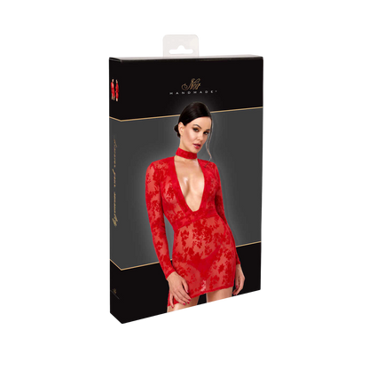 Emballage Noir Handmade de la mini robe rouge en tulle floque transparent, boite noire et doree - Oh My God'Z