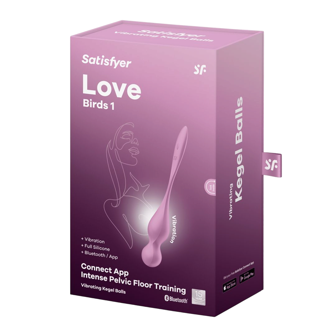 Boite d'emballage rose du Satisfyer Love Birds 1, boules de geisha vibrantes connectees Bluetooth - Oh My God'Z