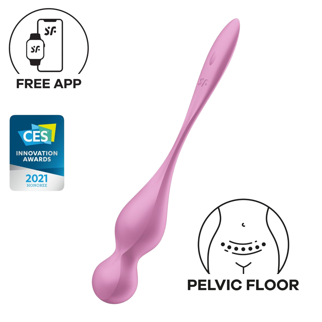 Boule de geisha vibrante Satisfyer Love Birds 1 rose en silicone avec pictogrammes application et perinee - Oh My God'Z