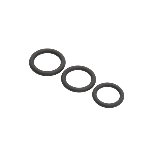 Set de 3 cockrings Les sublimes Jacquie et Michel en silicone noir, anneaux de tailles degressives - Oh My God'Z