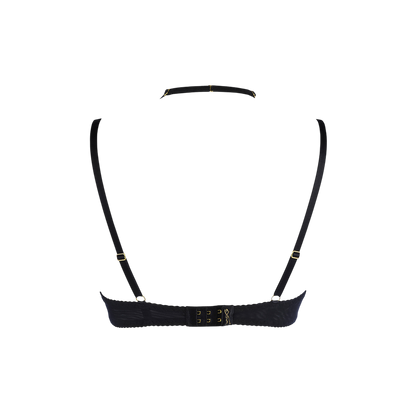 Vue à plat du soutien-gorge dentelle Axami avec fermeture ajustable et sangles coulissantes - Oh My God'Z