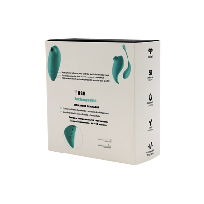 Informations techniques boite rechargeable USB 12 vibrations 7 succions waterproof turquoise - Oh My God'Z