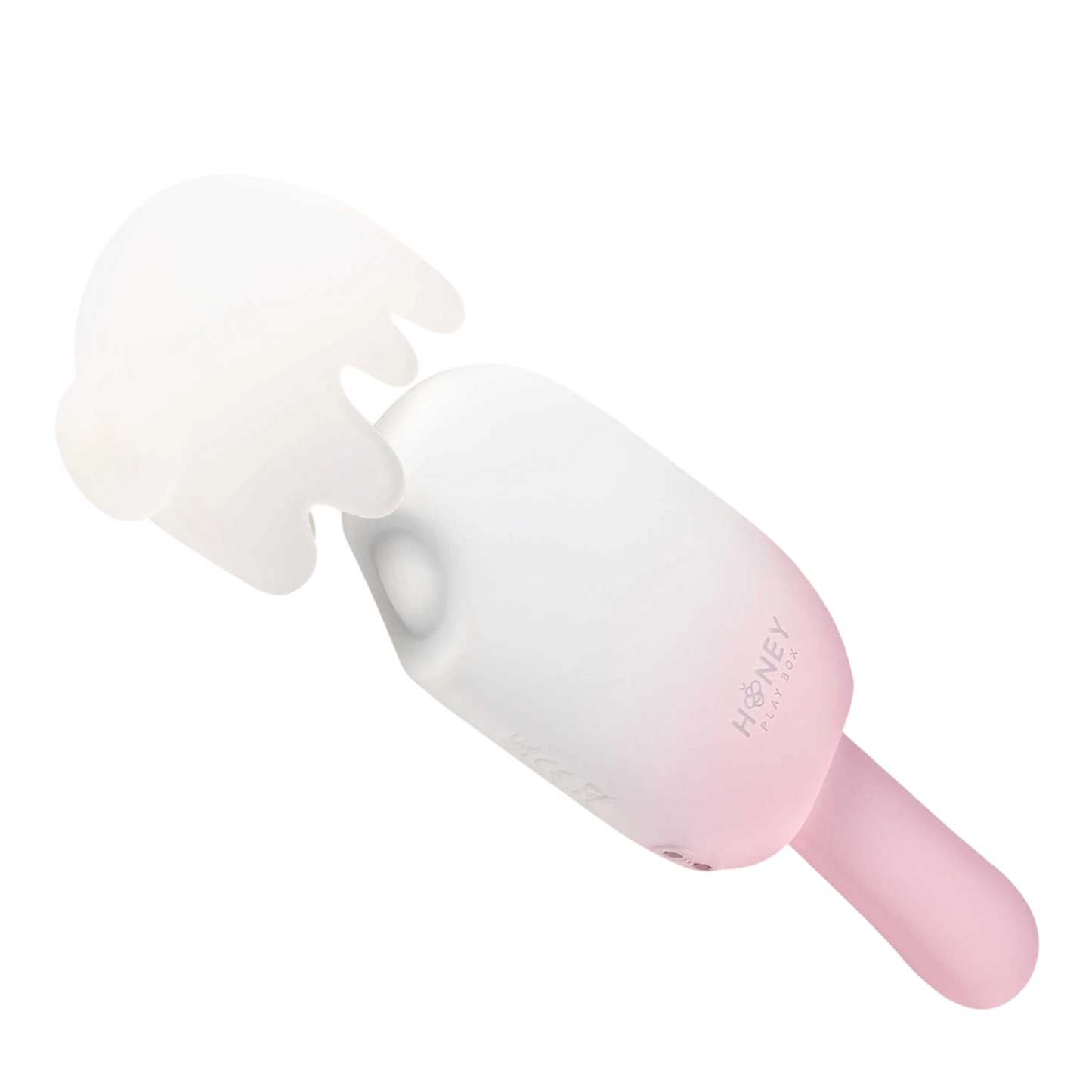 Vibromasseur clitoridien Bite Me rose et blanc, design popsicle avec embout double stimulation - Oh My God'Z