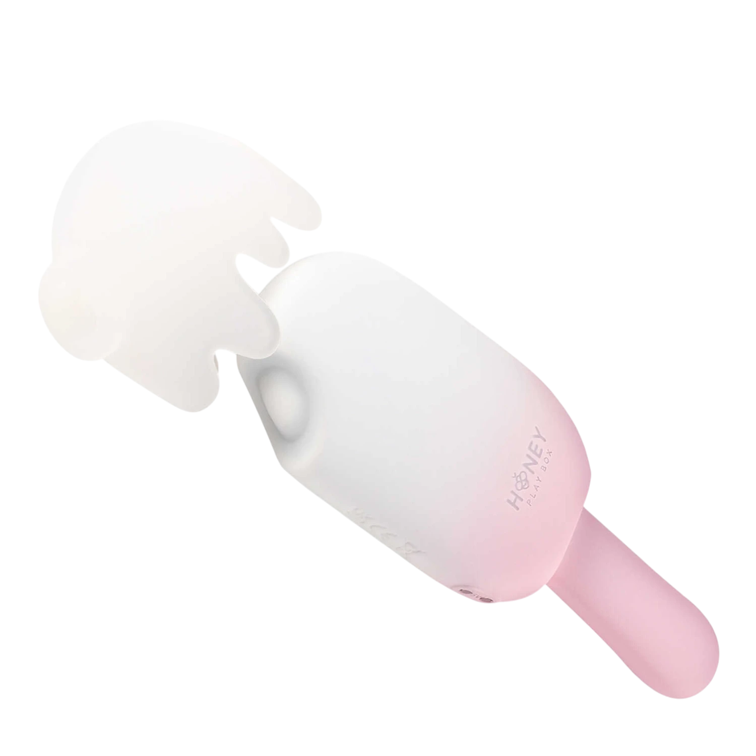 Vibromasseur clitoridien Bite Me rose et blanc, design popsicle avec embout double stimulation - Oh My God'Z