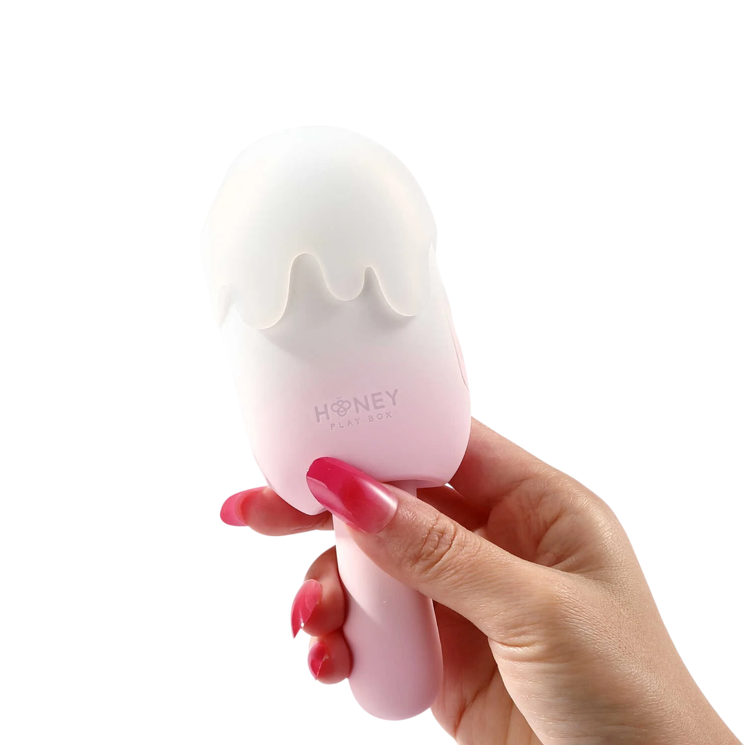 Vibromasseur Bite Me rose dégradé blanc en silicone, design ergonomique glace à l'eau compacte - Oh My God'Z
