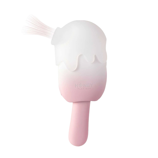 Stimulateur double action Bite Me rose dégradé blanc, forme crème glacée avec fonction tapping - Oh My God'Z