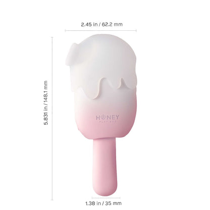 Dimensions stimulateur Bite Me: 148mm hauteur, 62mm largeur, silicone rose et blanc premium - Oh My God'Z