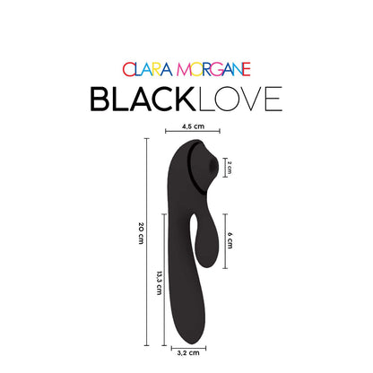 Schema dimensions Black Love, 20 cm hauteur, 4,5 cm largeur, stimulateur noir silicone - Oh My God'Z