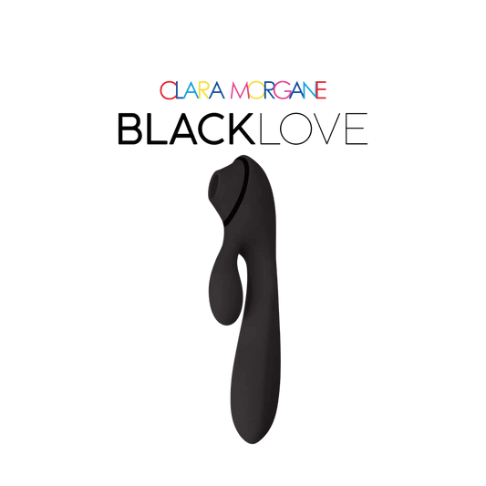 Rabbit stimulateur Black Love noir, silicone medical, forme ergonomique, double moteur - Oh My God'Z