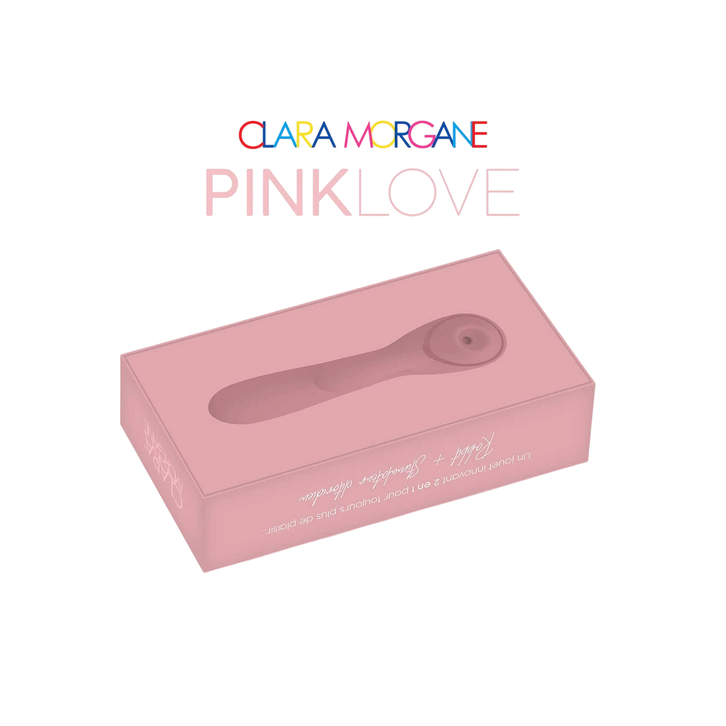 Boîte rose Pink Love vue de dessous avec fenêtre montrant le stimulateur en silicone rose - Oh My God'Z
