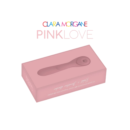 Boîte rose Pink Love vue de dessous avec fenêtre montrant le stimulateur en silicone rose - Oh My God'Z