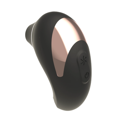 Stimulateur clitoridien Rita noir et rose gold, vue de profil montrant boutons de contrôle et design - Oh My God'Z